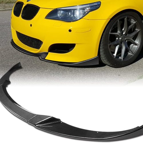 Q1-TECH, Front Bumper Lip fit for Compatible with 2006 – 2010 BMW (E60) M5 Model Only , Front Lip Spoiler Air Chin Body Kit Splitter Real Carbon Fiber, 2007 2008 2009 , H-Style