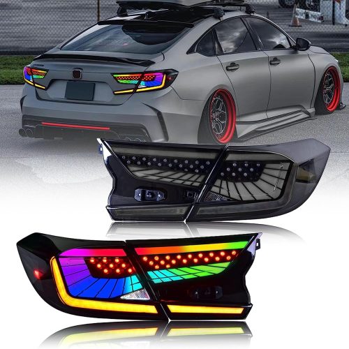 TT-ABC RGB Tail Lights for Honda Accord Accessories 2018-2022 Suitable for All 10th Gen Models Sport LED Taillight Assembly Rear Lamp (RGB)