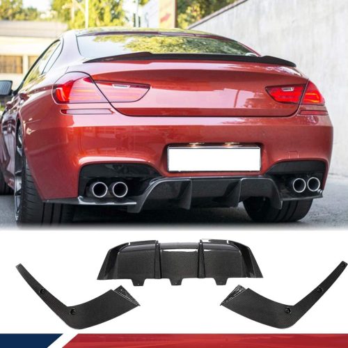 JC SPORTLINE Real Carbon Fiber Rear Diffuser for BMW F06 F12 F13 M6 M-Sport 2013-2016 Bumper Cover Lower Lip Spoiler Valance Protector Rear Spoiler Body Kits Factory Outlet
