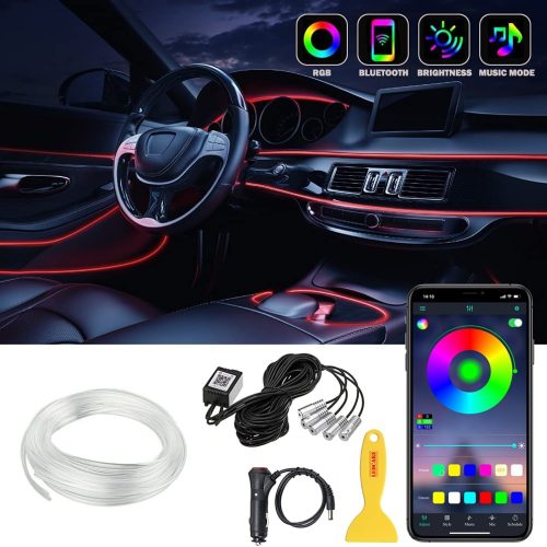 Car LED Strip Lights, LEDCARE Multicolor RGB Car Interior Lights, 16 Million Colors 5 in 1 with 236 inches Fiber Optic, Ambient Lighting Kits, Sound Active Function and Wireless Bluetooth APP Control