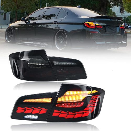 New Taillights for BMW F10 GTS Tail Lights 2011-2017 5 Series F18 M5 Custom Accessories Led Sequential Turn Signals 550i GT Xdrive Dragon Tail Light Assembly Dynamic Startup Retrofit Rear Lamp (Smoke)