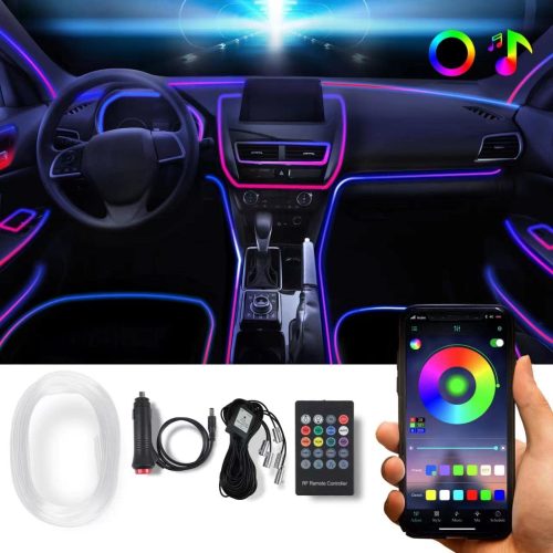 Anise Star Car LED Interior Strip Lights, RGB 16 Million Colors 5 in 1 Change with The Music, 236" Optimum Length, Automobile Ambient Neon Lighting Kit -Bluetooth APP Control and Remote Control