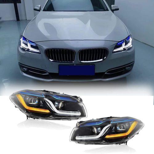 KABEER LED Headlight Assembly Pair Compatible with BMW 5 Series F10 F18 2010-2013 【Xenon W/O AFS】 Headlamp High Beam Low Beam, Driver and Passenger Side